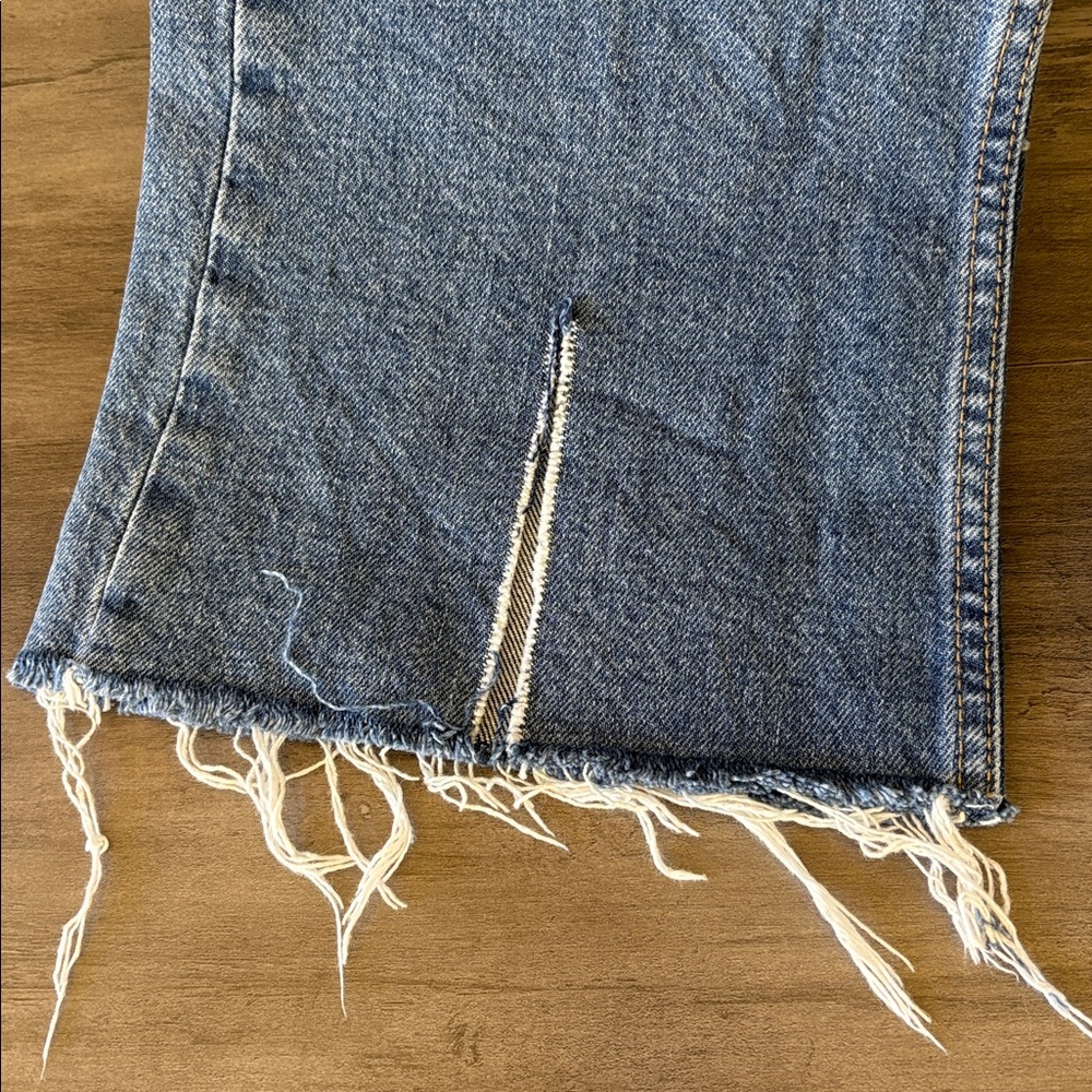 Anine Bing Distressed Button Fly Blue Flare Jeans Size 27 - Picture 3 of 16